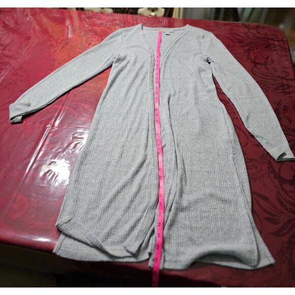 Dana Buchman Long Gray Ribbed Open-Front Cardigan Sz M Casual Comfort Career - Picture 6 of 10